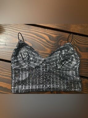 Forever 21 Black and Silver Sequin Camisole